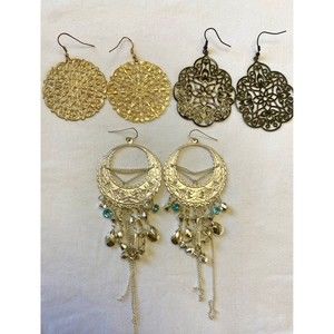 boho bohemian silver gold black earrings